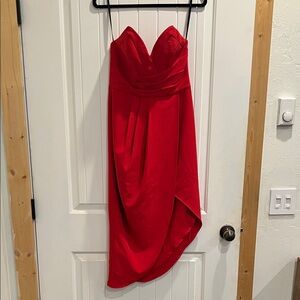 Lovers + Friends Strapless Red High-Low Cocktail Dress